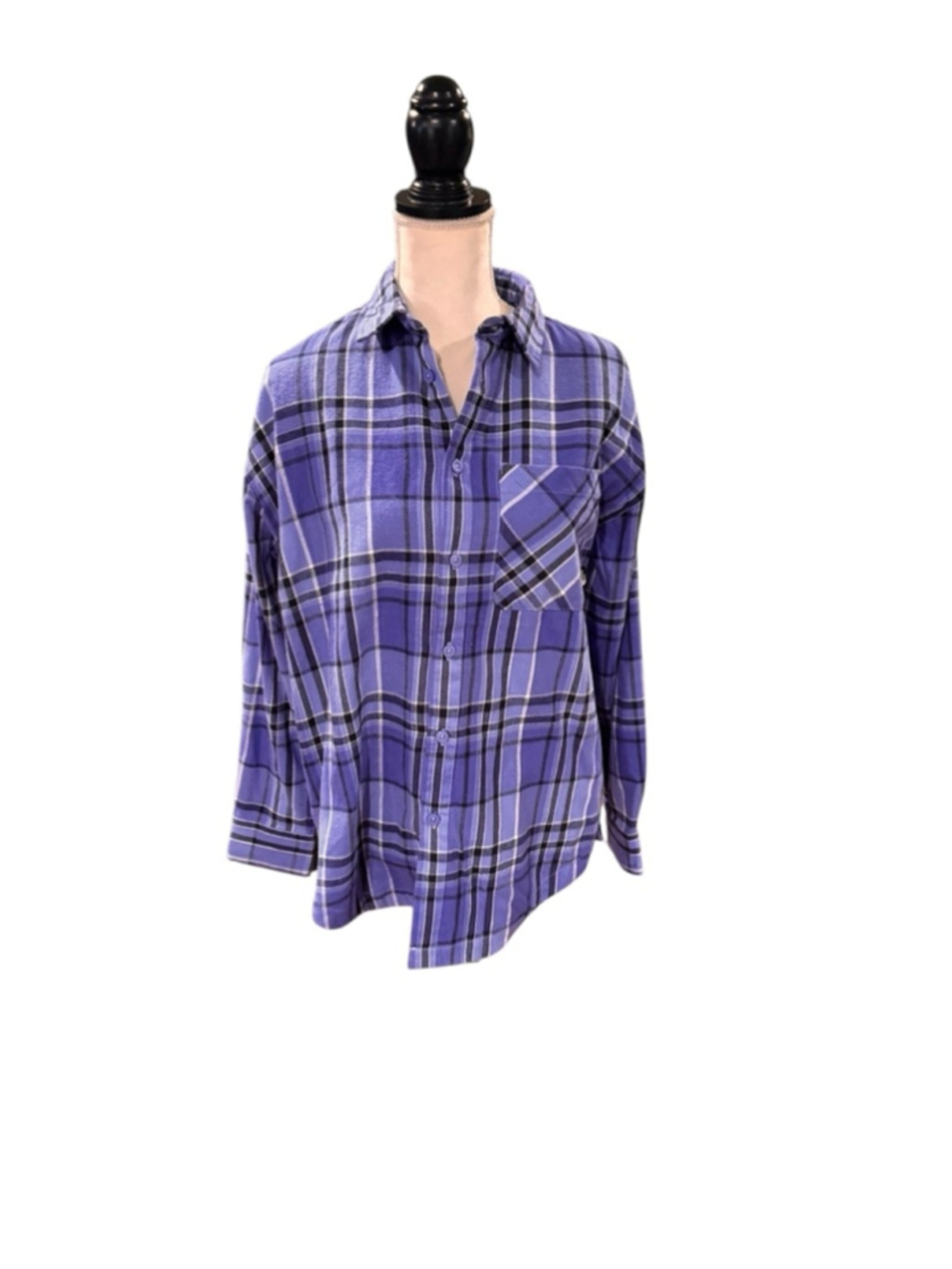 Women's The North Face Plaid Button Down Shirt M Purple Black b4